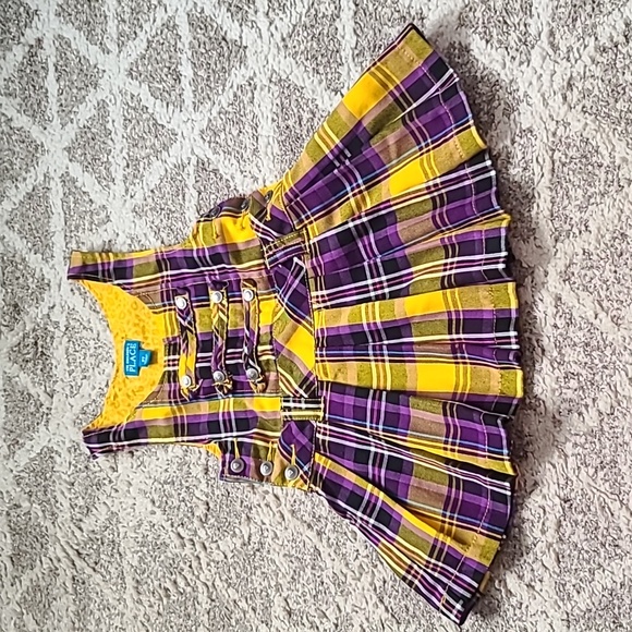 4 for $28 - The Children's Place Girls 3T Yellow & Purple Plaid Dress - Picture 1 of 6
